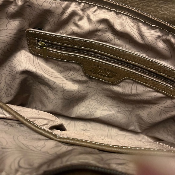 Justin Boots Brown Vegan Leather Tote with Turquoise Conchos - Picture 10 of 11